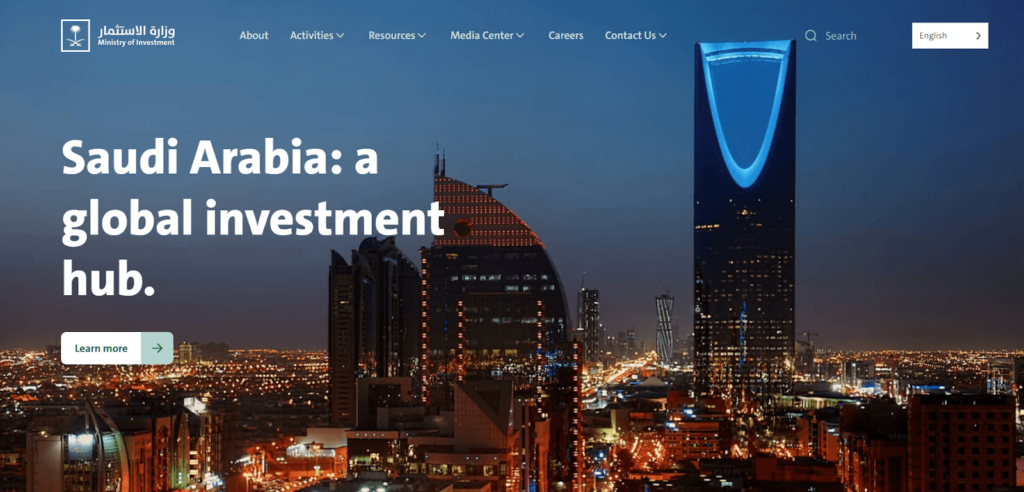 Saudi Arabia Ministry of Investment website